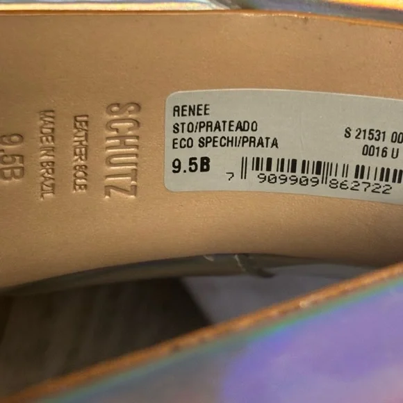 NEW Schutz Renee Ankle Strap Platform Pump Hologram Heels